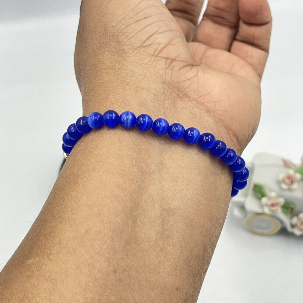 Colorful beads Navy Blue Agate Bracelet - Picture 4 of 5